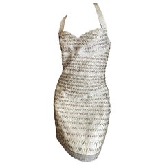 Iris Van Herpen Amazing Lazer Cut Leather Eggshell Geodesic Cocktail Dress NWT