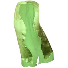 Yves Saint Laurent by Tom Ford 2004 Bright Green Silk Skirt New with Tags Sz 38