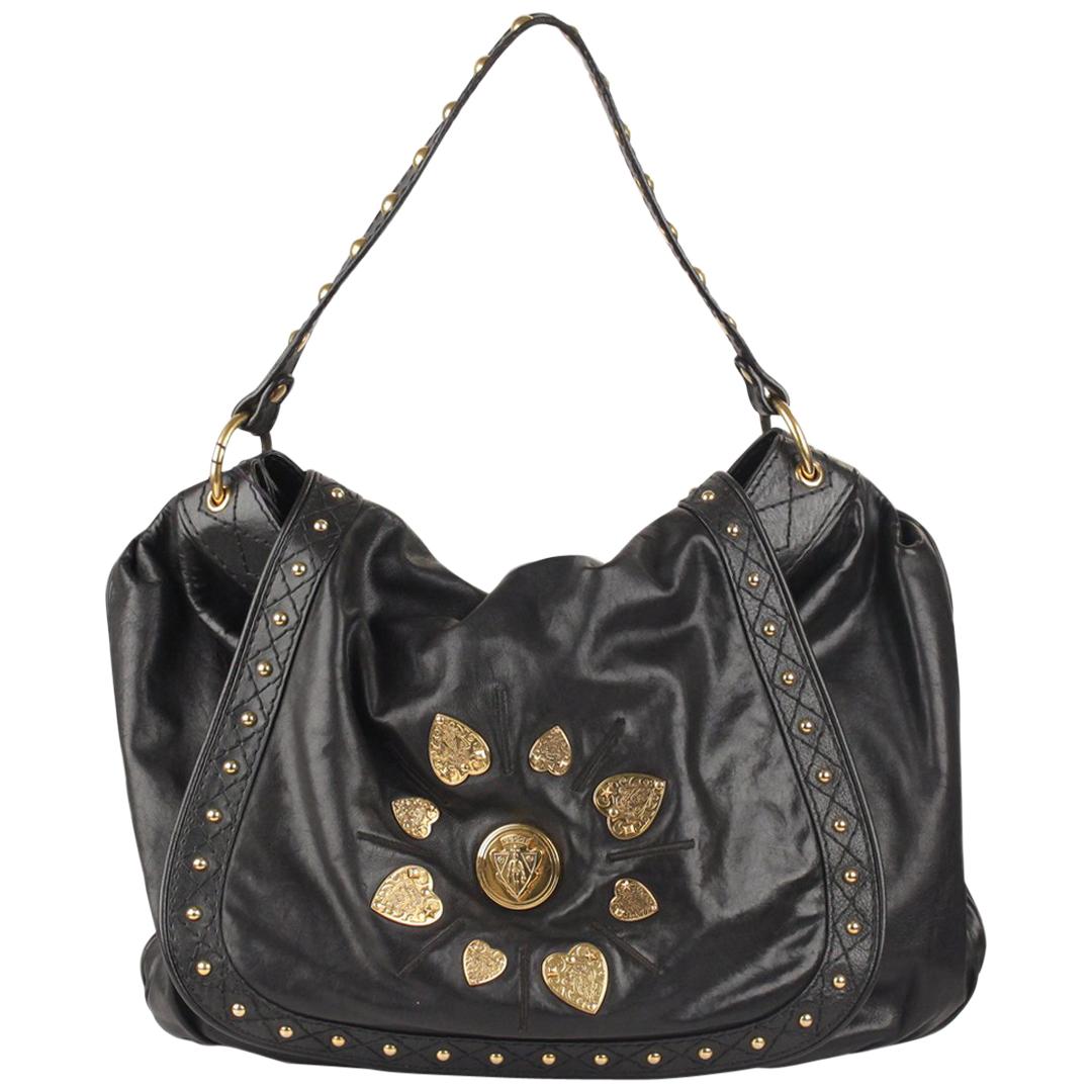 Gucci Black Leather Irina Babouska Flap Shoulder Bag