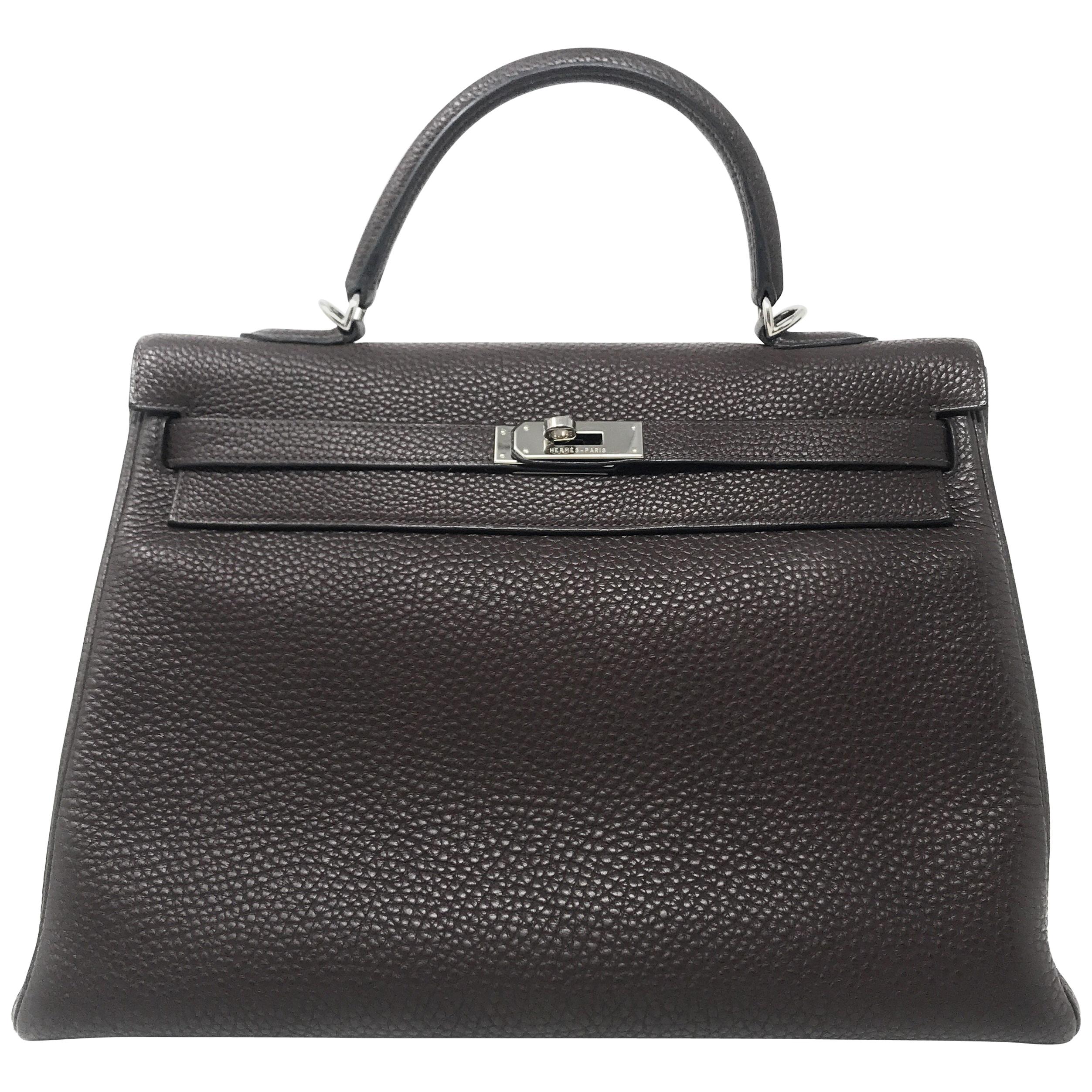 Hermes Kelly 35cm Chocolate Brown For Sale