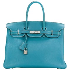 Hermès Blue Jean 35cm Birkin Bag at 1stDibs | blue birkin bag, blue ...