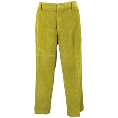 Vintage ETRO Size 32 Green Corduroy Straight Leg Casual Pants