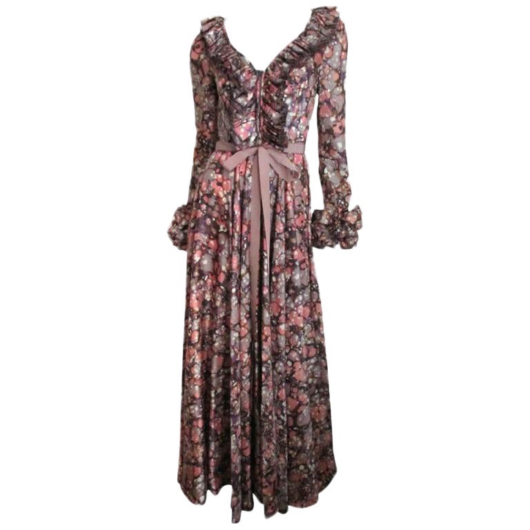 Jean Varon Silk Maxi Dress 1970s