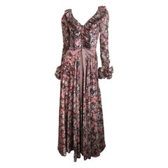 Robe longue en soie Jean Varon 1970