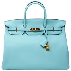 Hermes Birkin Bag 40cm Blue Atoll Clemence GHW