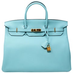 Hermes Birkin Bag 40cm Blue Atoll Clemence GHW
