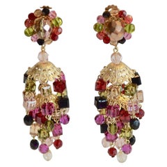 Pendientes de clip cúbicos multicolor Francoise Montague