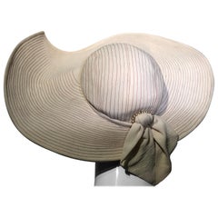 1930s Lucille Morgan Eggshell Summer Crepe Picture Hat With Trapunto Stitching