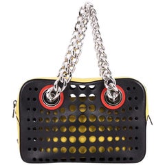 Prada City Fori Chain Shoulder Bag Perforated Calfskin Small