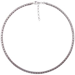 Milor Italian 14K White Gold Fancy Round Collar Necklace