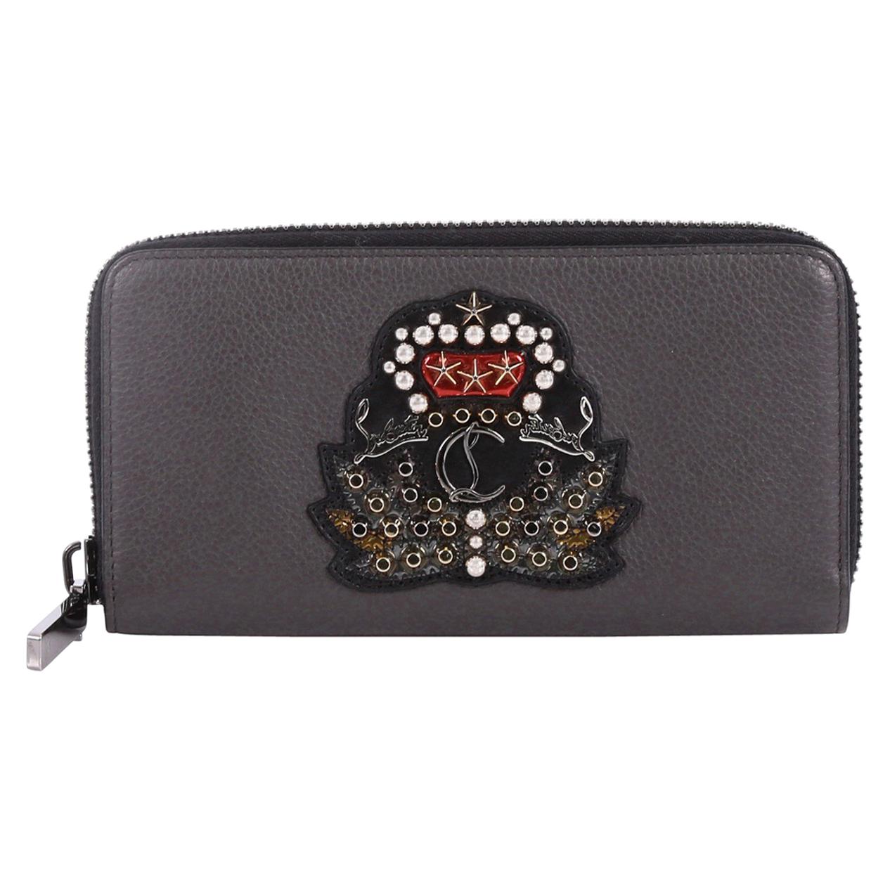 Christian Louboutin Panettone Wallet Embroidered Studded Leather