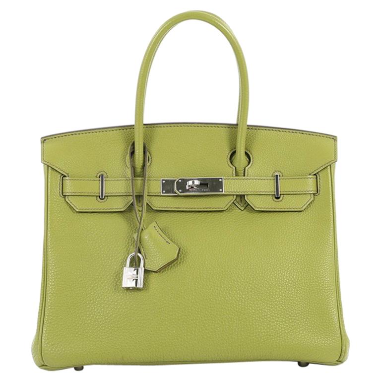 Hermes Birkin Handbag Vert Anis Togo with Palladium Hardware 30