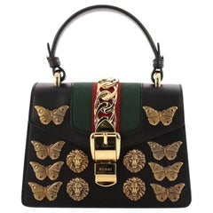 Gucci Sylvie Top Handle Bag Embellished Leather Mini