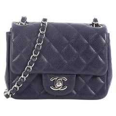 Chanel Square Classic Single Flap Bag Quilted Caviar Mini