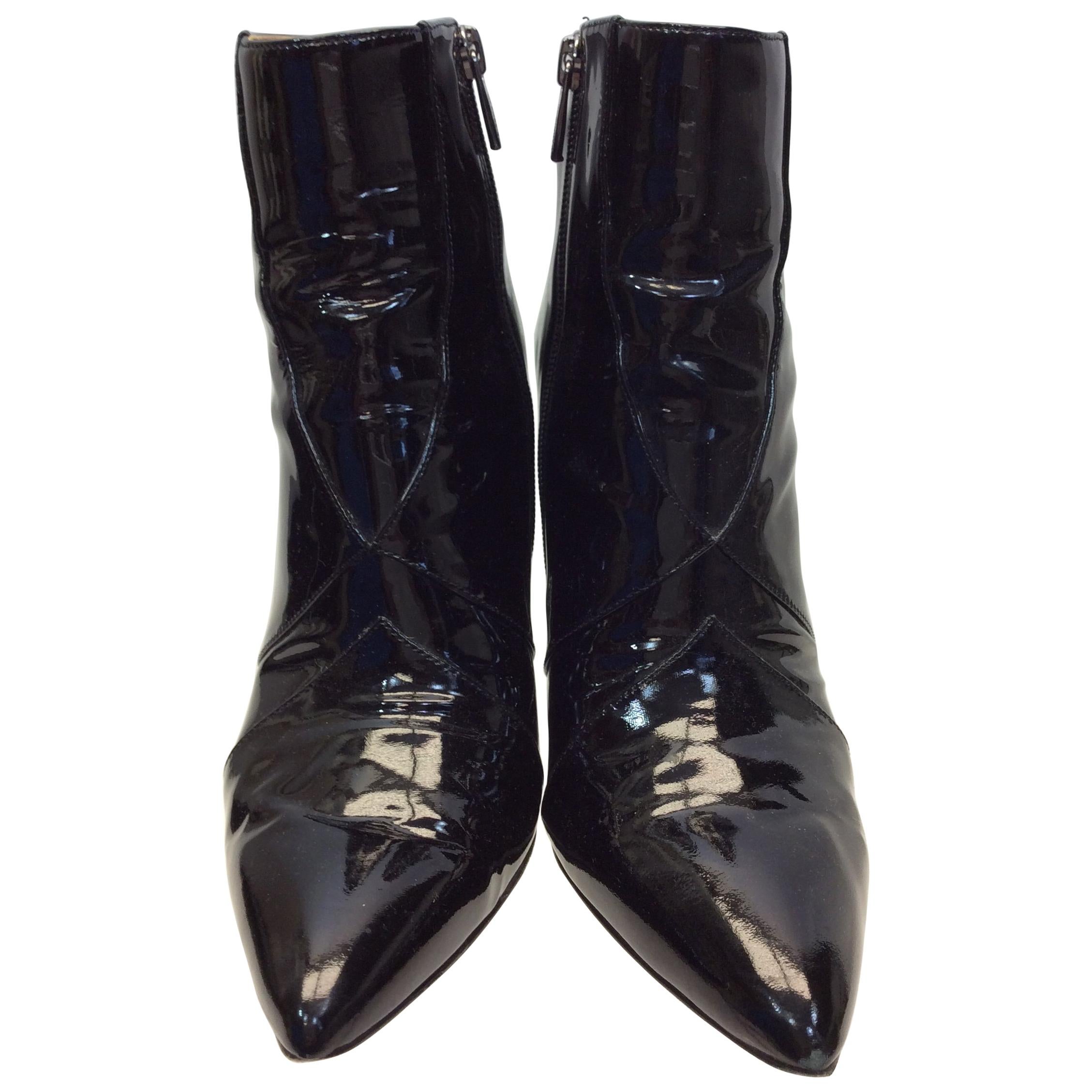 Sigerson Morrison Patent Leather Black Ankle Boot For Sale