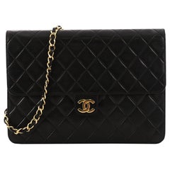 Chanel Vintage Clutch with Chain Quilted Leather Medium