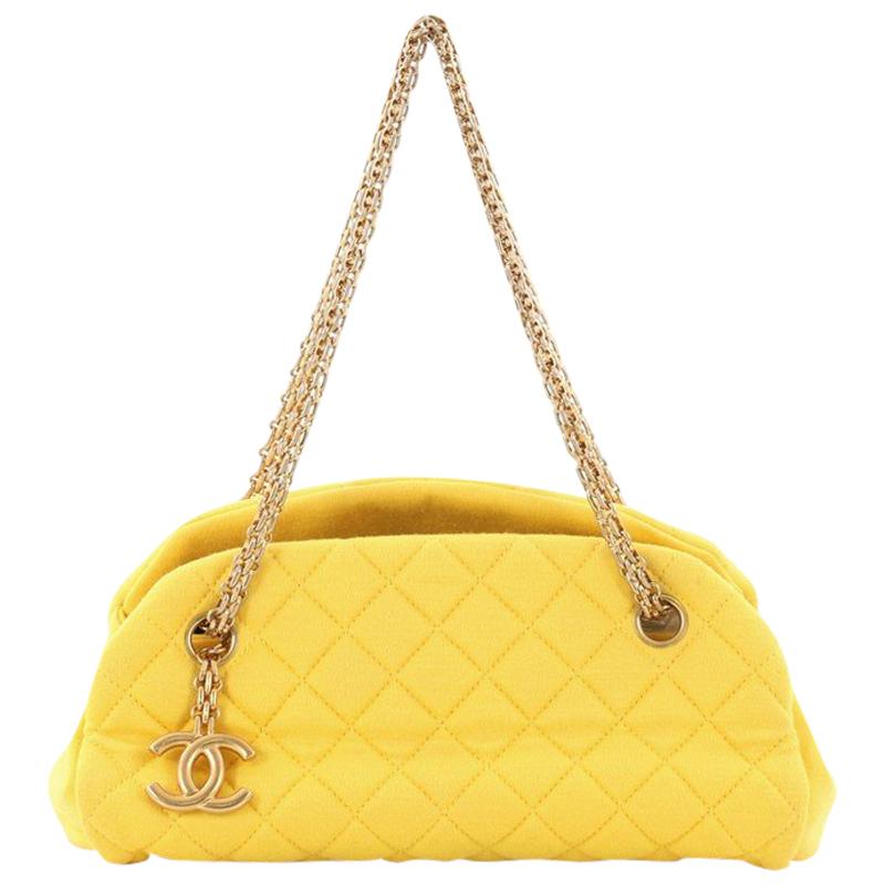 Chanel Just Mademoiselle Handbag Quilted Jersey Small