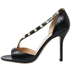 Valentino Black Rock Stud Sandal - Size 36 1/2