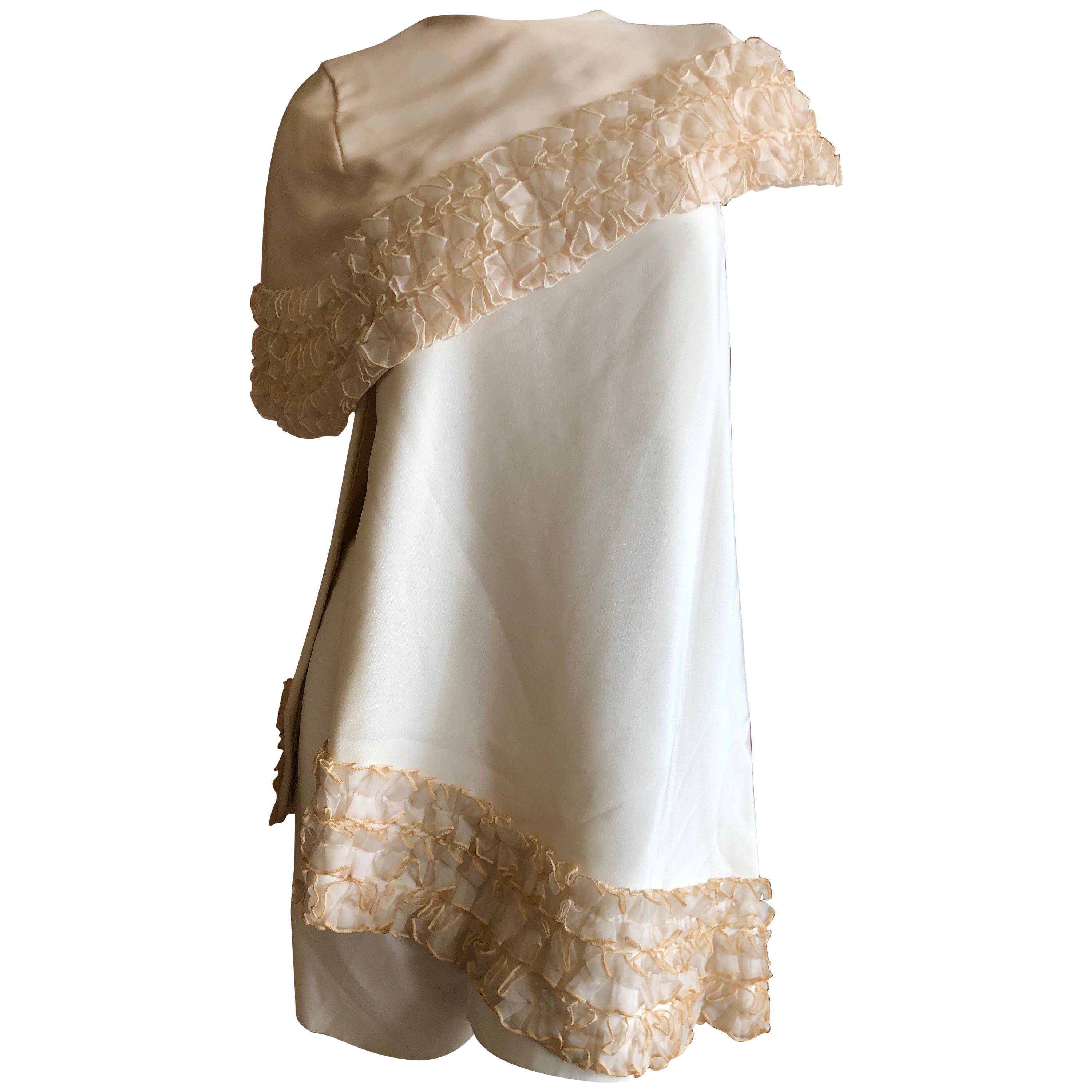 Cardinali Ivory Ruffle Silk Dress and Shorts, Fall 1971  For Sale