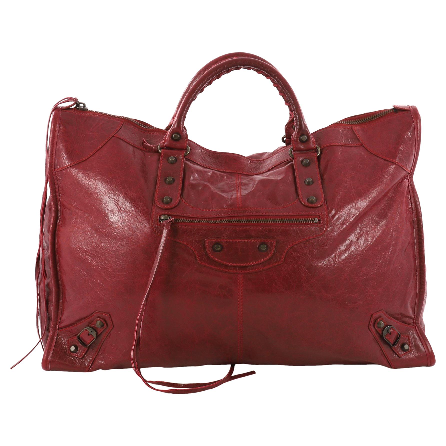Balenciaga Weekender Classic Studs Handbag Leather 