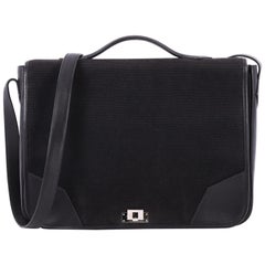 Hermes Lock Flap Messenger Toile and Leather Medium