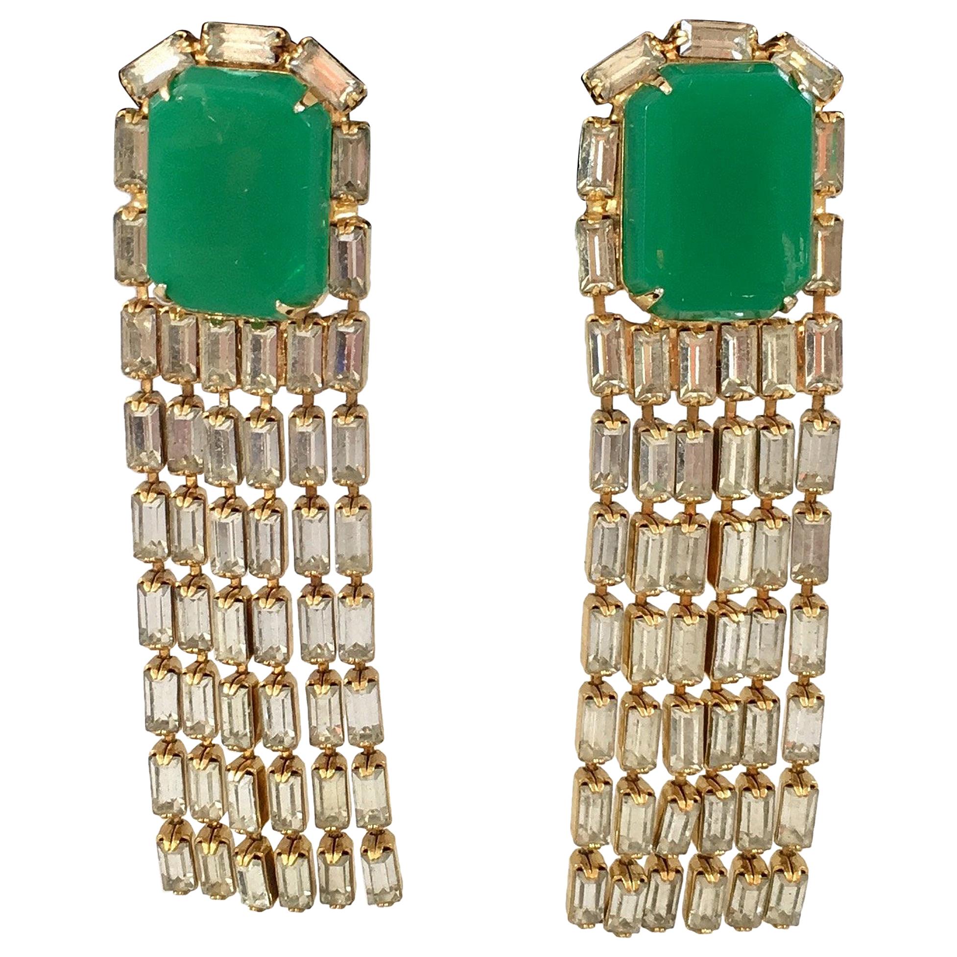 Kenneth Jay Lane K.J.L. Geometric Multi-Strand Chandelier Earrings 1970s For Sale