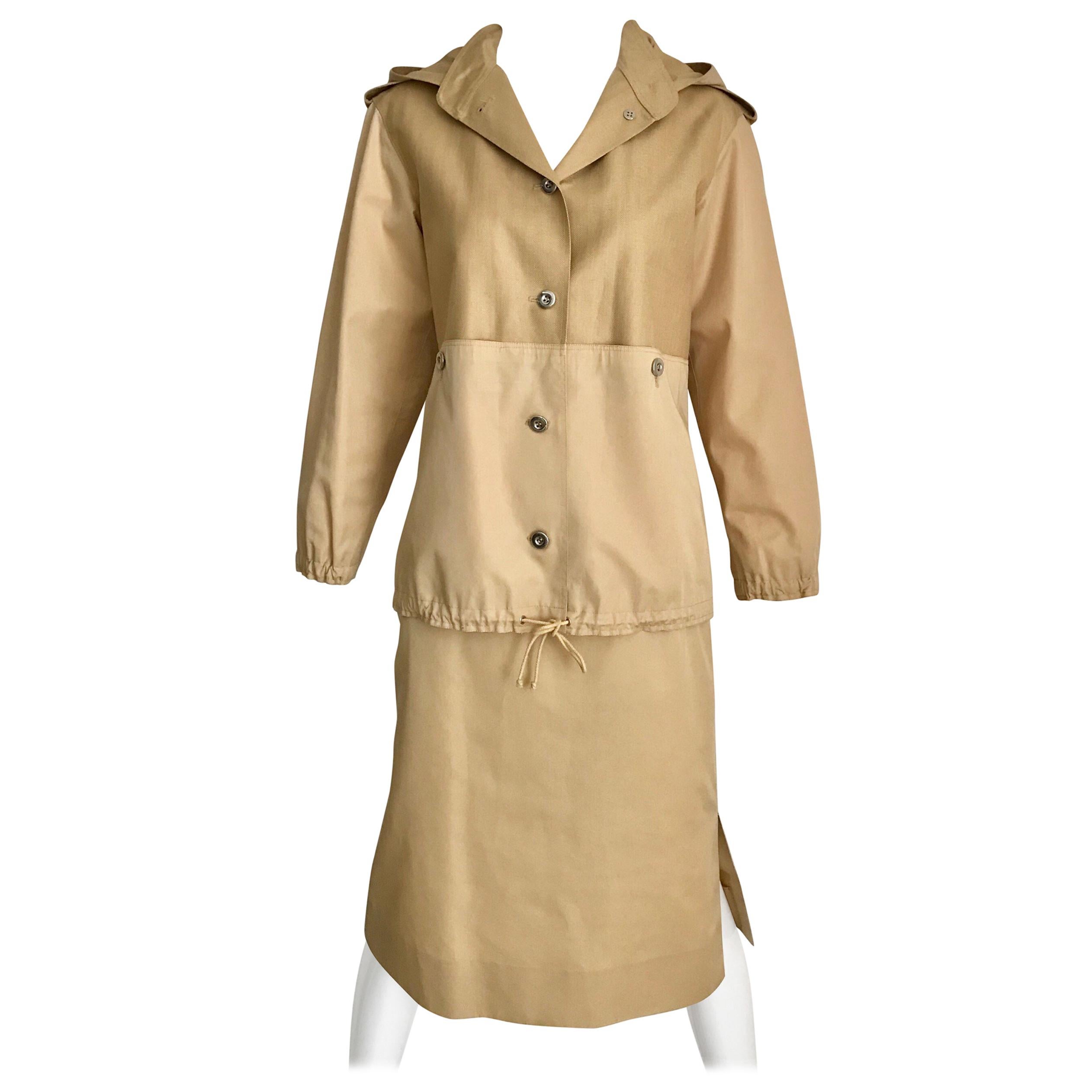 Vintage Courreges Tan Cotton Sport Coat and Skirt Set