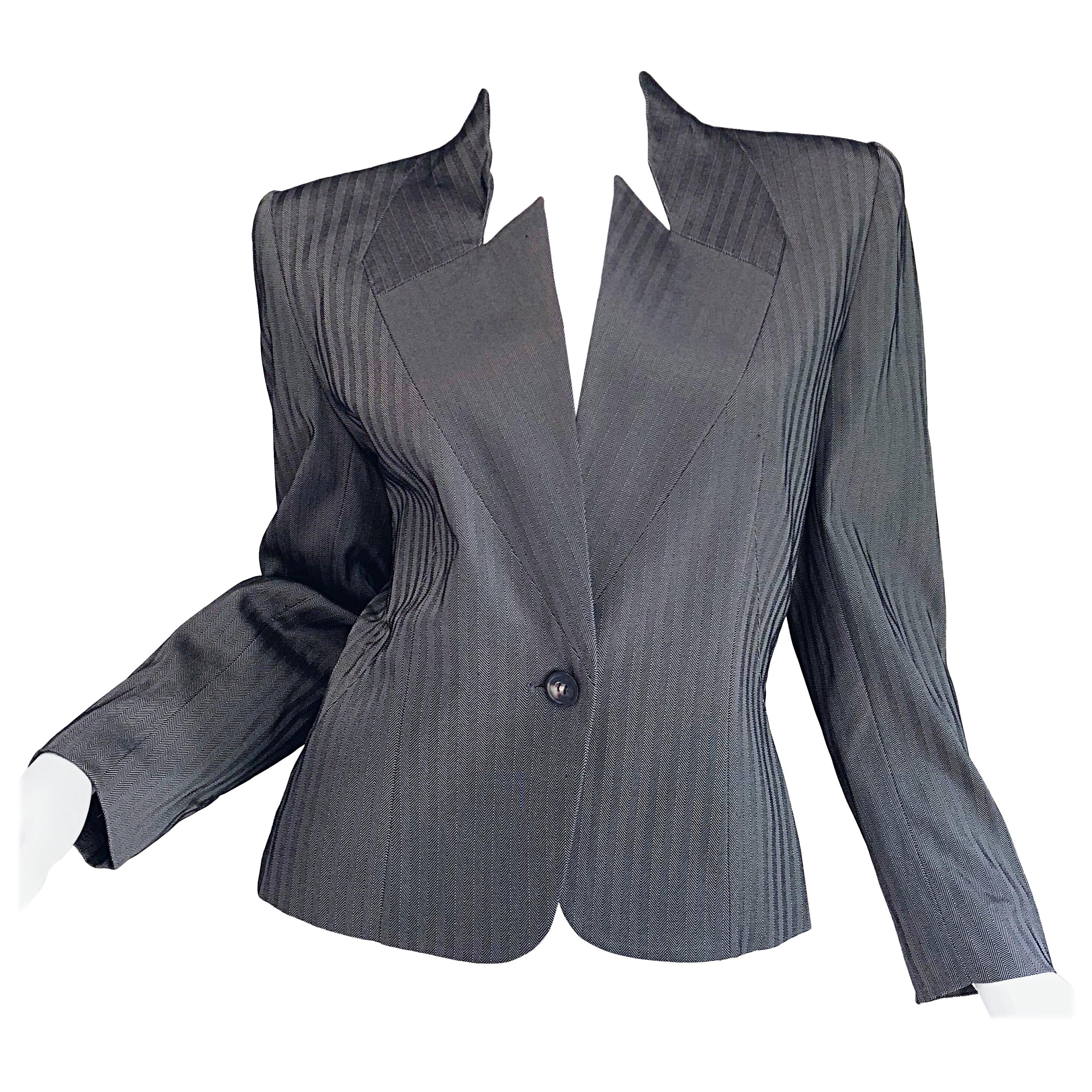 Vintage Givenchy Couture by Alexander McQueen Black and White Herringbone Jacket