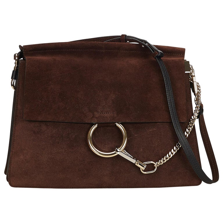 Chloe Brown x Dark Brown Suede Faye Shoulder Bag at 1stdibs