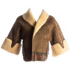 Azzedine Alaia brown shearling fringed bolero jacket, circa 1998