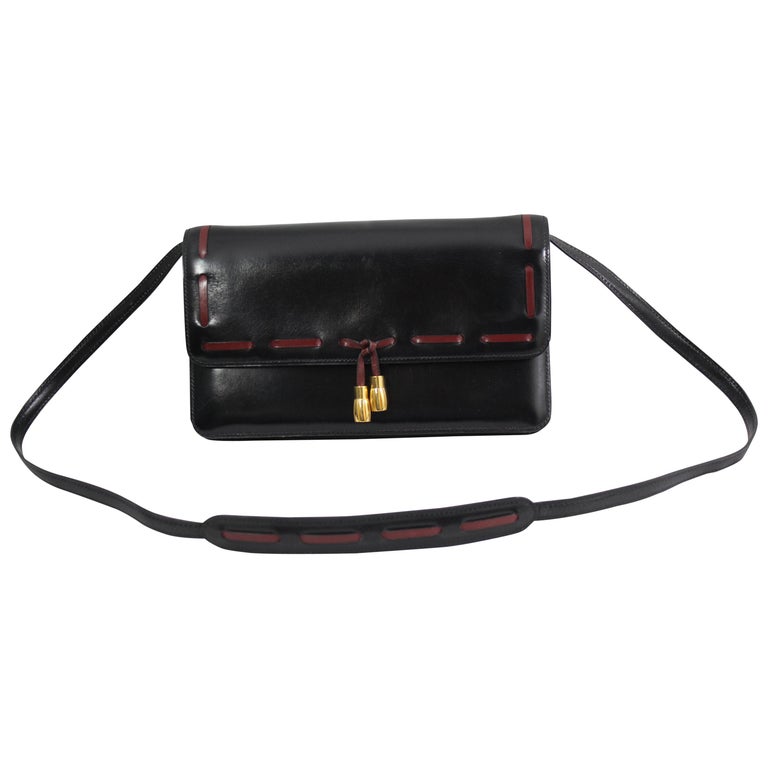 Hermes Vintage Black Leather Crossbody Bag at 1stDibs hermes vintage