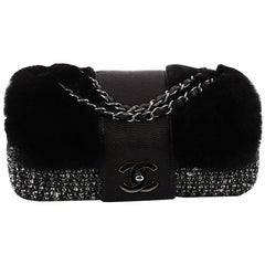 Chanel Fantasy Flap Bag Fur and Tweed with Lizard Medium