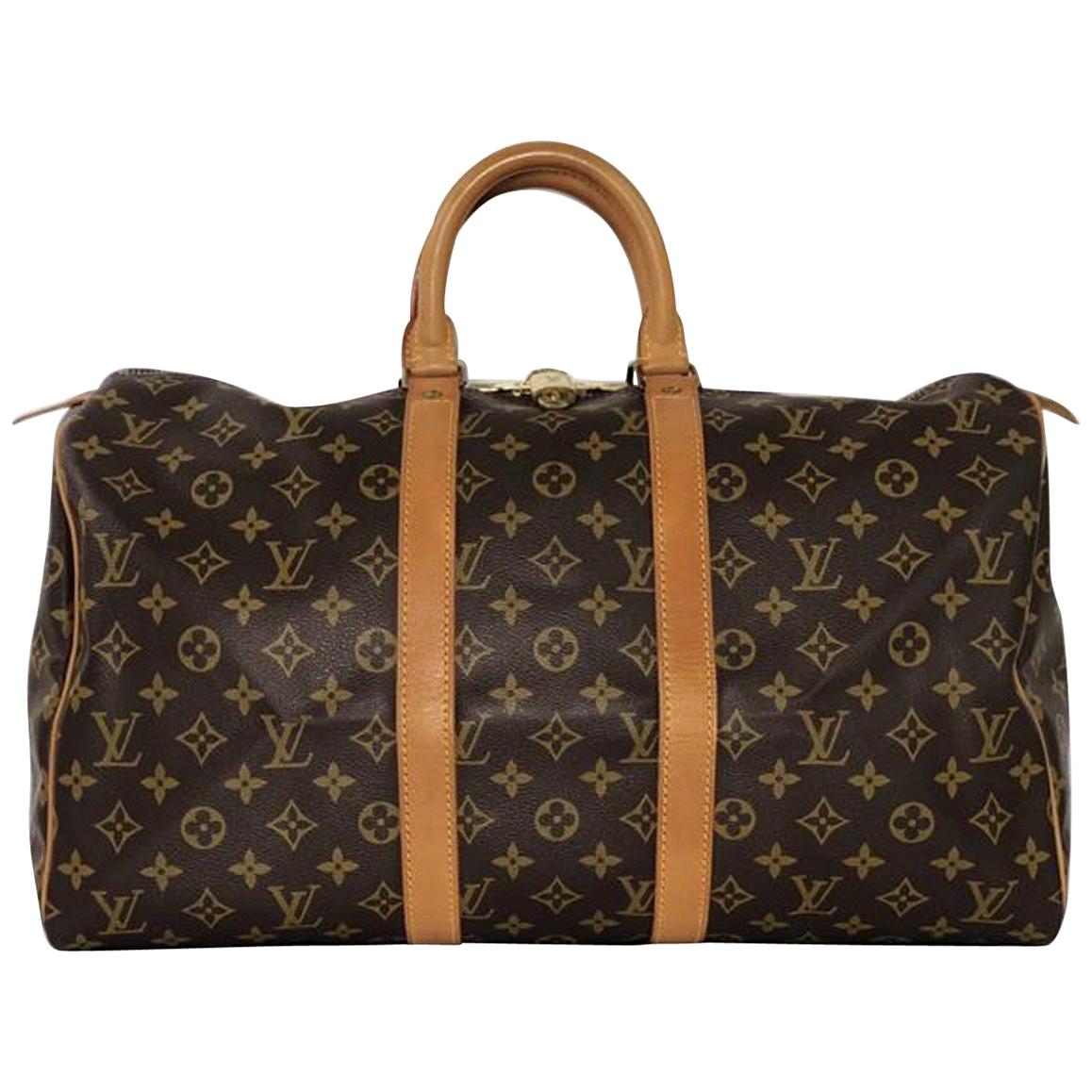 Louis Vuitton Monogram Keepall 45 Travel Handbag For Sale