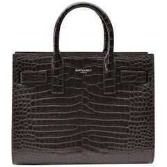 Yves Saint Laurent Burgundy Crocodile Embossed Leather Nano Sac De Jour Bag