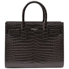 Yves Saint Laurent Burgundy Crocodile Embossed Leather Nano Sac De Jour Bag 