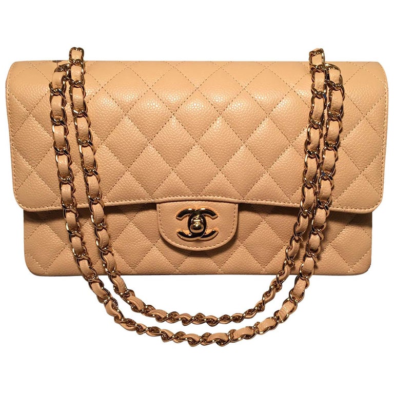 Chanel Nude 10inch Quilted Caviar 2.55 Double Flap Classic Shoulder Bag ...
