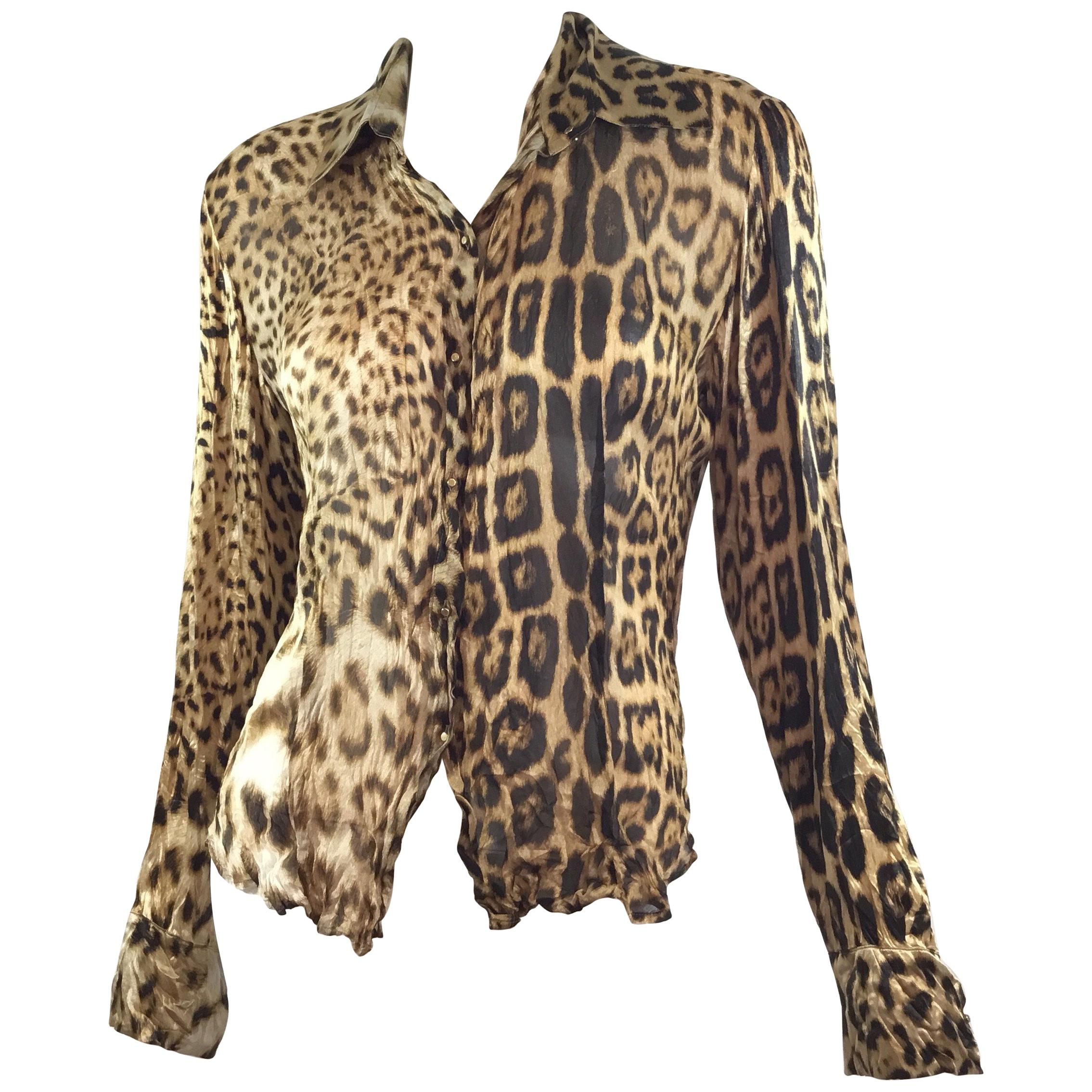 Roberto Cavalli Silk Leopard Blouse