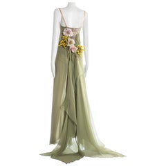Dolce & Gabbana silk chiffon evening gown with train, A/W 1998