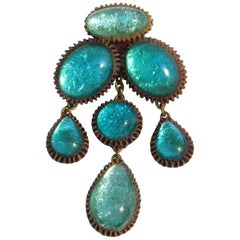 The workshop of Line Vautrin Turquoise Blue Talosel Resin Pin Brooch