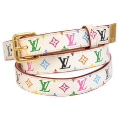 Louis Vuitton 20mm White Multicolor Monogram Leather Belt- Size 90