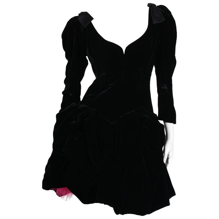 Yves Saint Laurent Rive Gauche Vintage Velvet Dres - black at 1stDibs