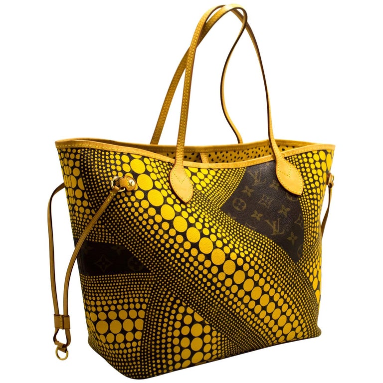 Louis Vuitton Yayoi Kusama Neverfull MM Yellow Shoulder Bag Tote For Sale at 1stdibs