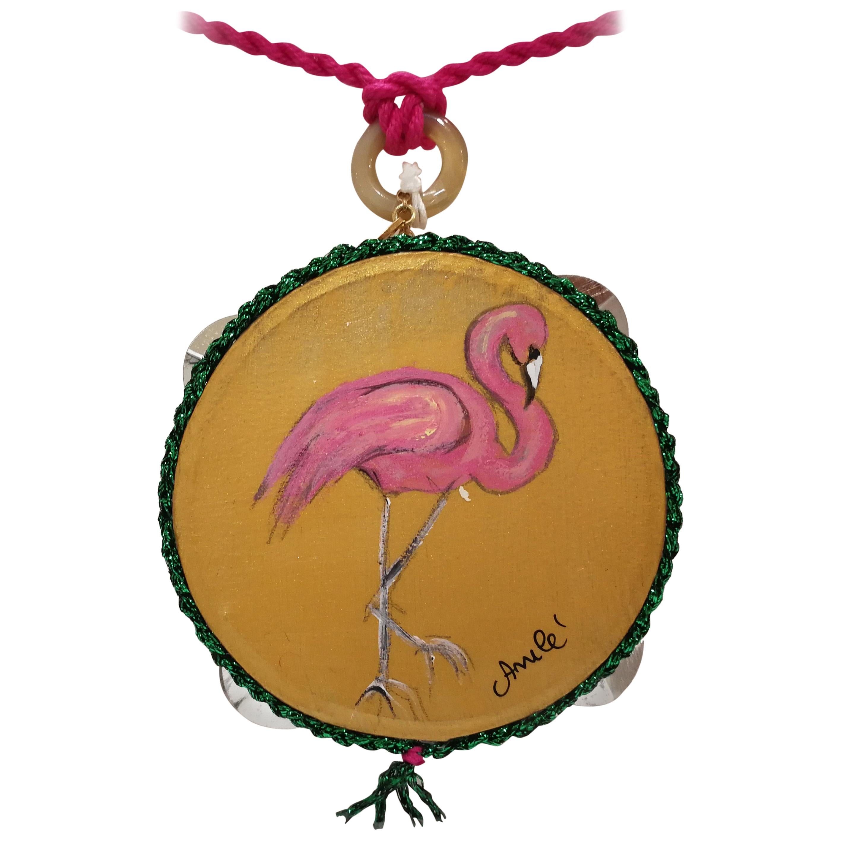 Amlé Handmade Tambourine Flamingo Necklace