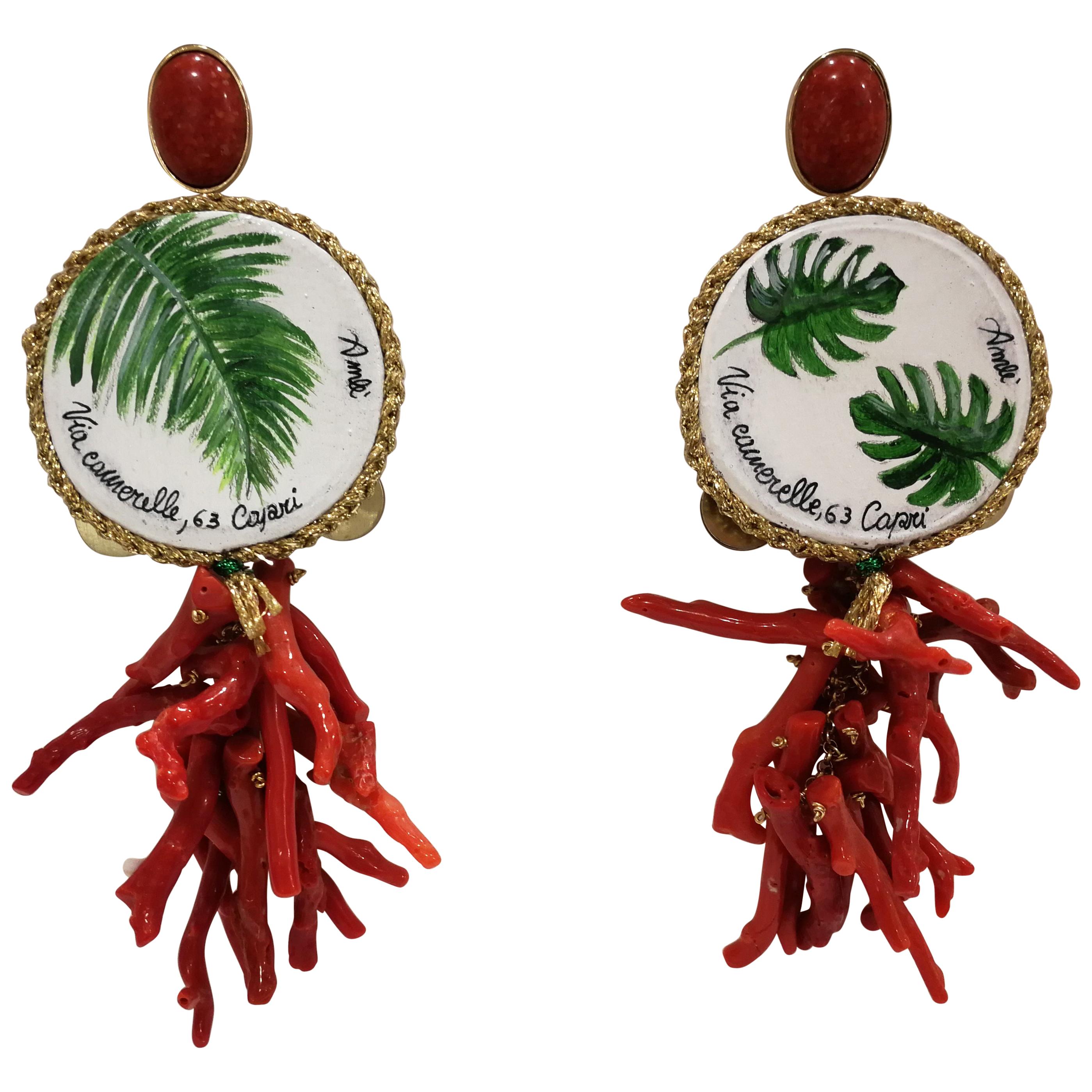 Amlé Handmade Capsule Tambourine Coral Earrings