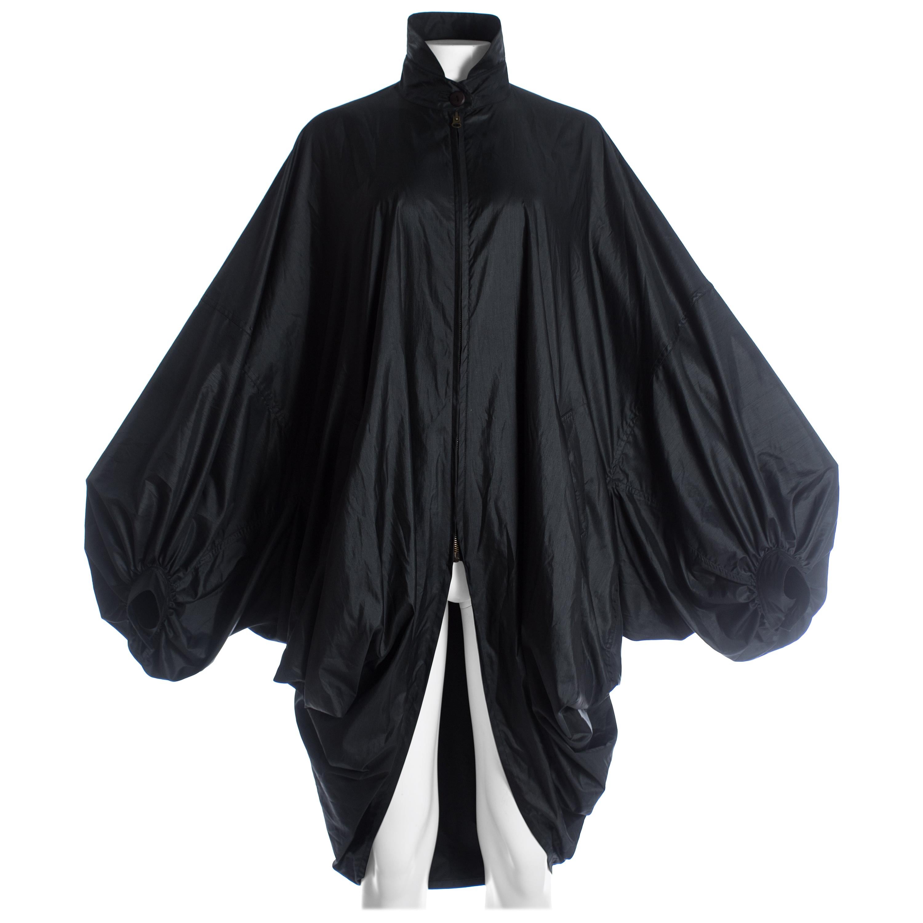Issey Miyake black nylon oversized parachute jacket, A/W 1987
