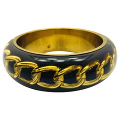 Black Resin Gold Chain Link Bangle 