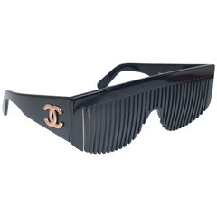Chanel Vintage 90's Black Logo Sunglasses at 1stDibs