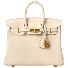 Hermès Craie Swift GHW Birkin 25 Bag