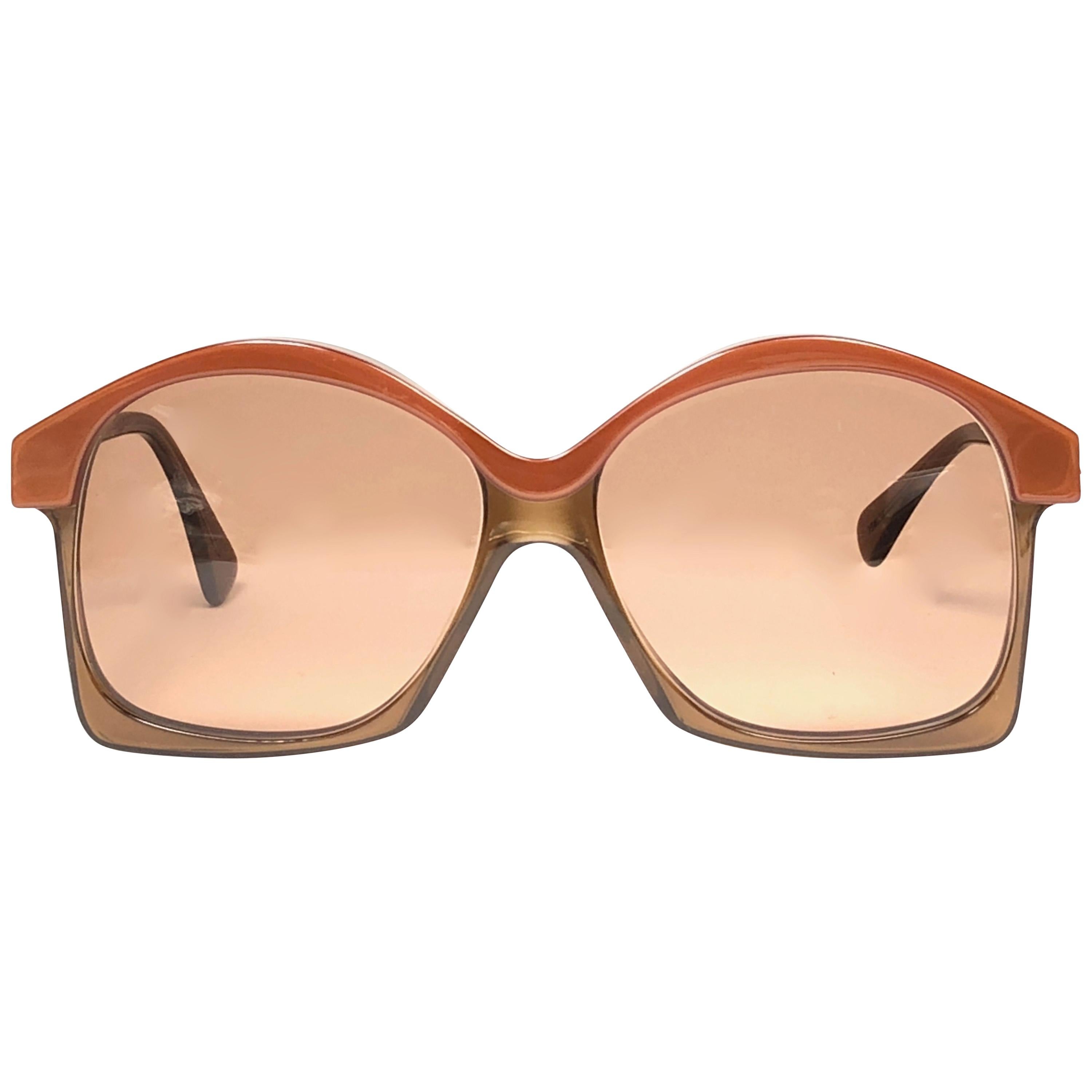 New Vintage Serge Kirchhofer Two Tone Amber Oversized Sunglasses Austria For Sale
