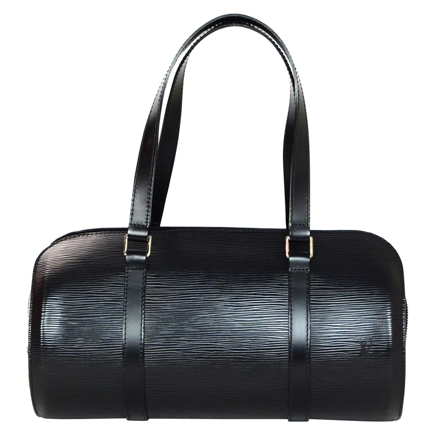 Louis Vuitton Black Epi Leather Soufflot Barrel Bag w. Detachable Baby Bag 